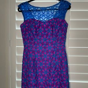 Lilly Pulitzer Blue & Pink Eyelet Dress
